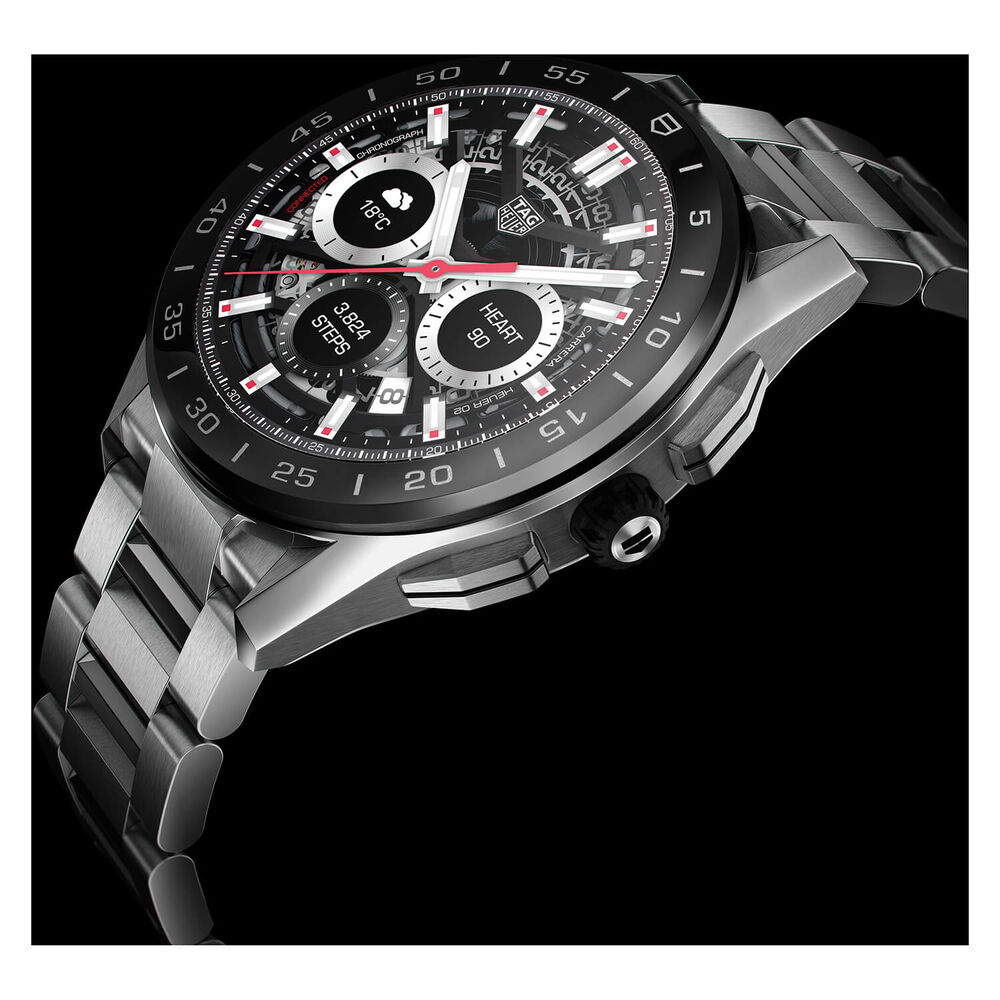 TAG Heuer Connected Mens Android Wear 45mm Steel Bracelet Smartwatch image number 4