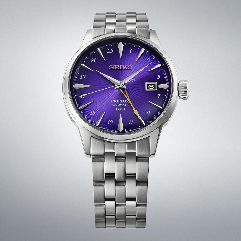 Seiko 145th Anniversary Presage Cocktail Time GMT Limited Edition Edo Purple Watch