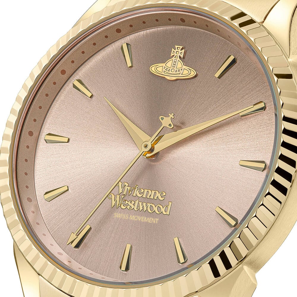Vivienne Westwood Seymour 38mm Pink Dial Yellow Gold Steel Bracelet Watch image number 2