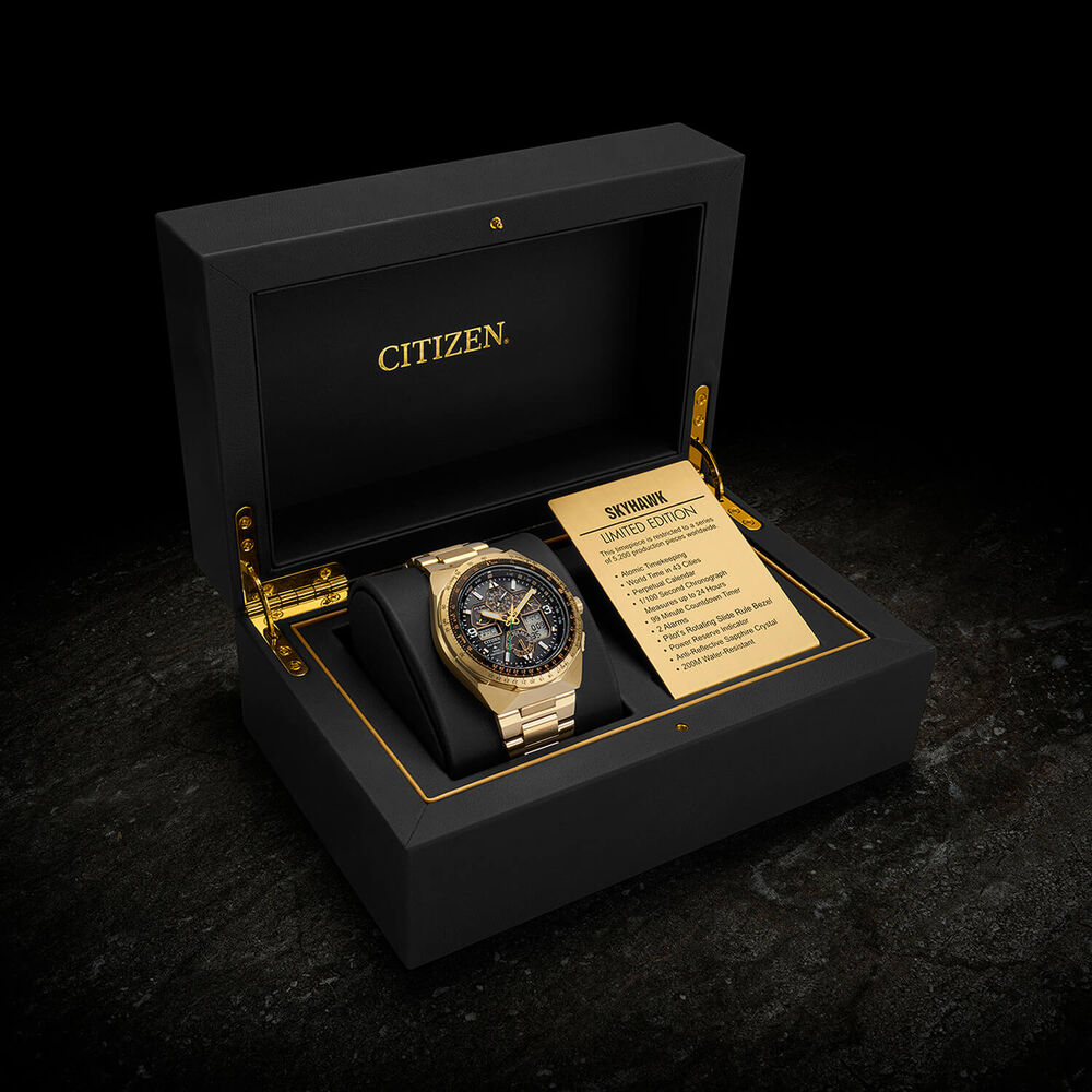 Citizen Promaster Skyhawk 46mm Black Dial Gold Tone Steel Bracelet Watch
