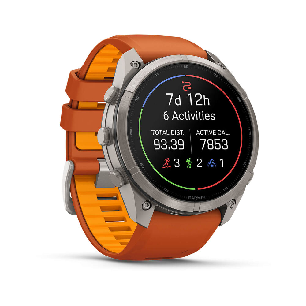 Garmin fenix 9 Pro 51mm Titanium Autumn Orange/Spark Orange Silicone Strap Watch