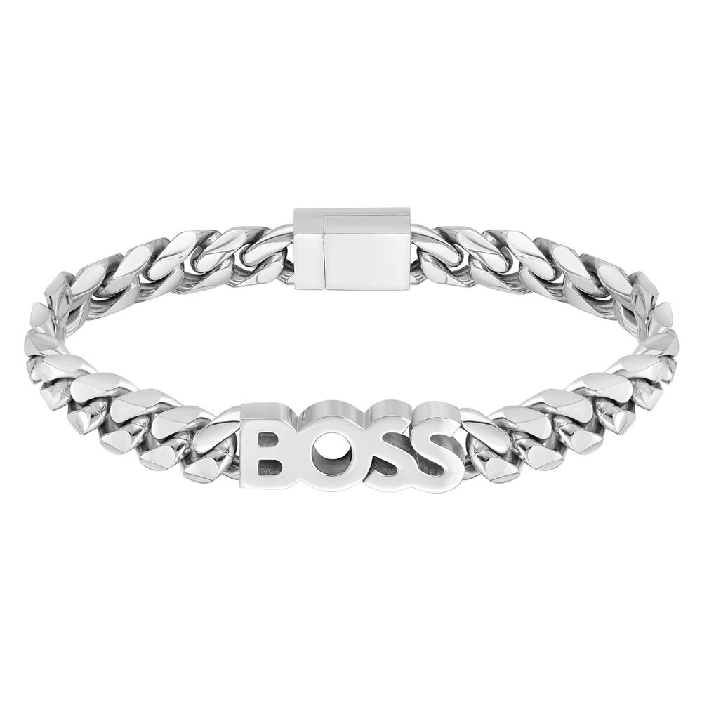 BOSS Kassy Stainless Steel IP Logo Chain Bracelet