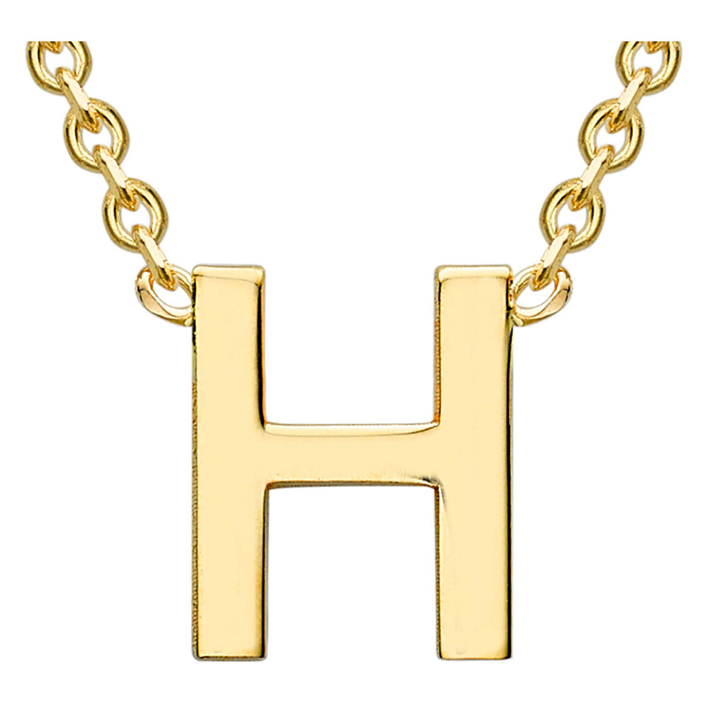 9 Carat Yellow Gold Petite Initial H Necklet (Special Order) (Chain Included) image number 0