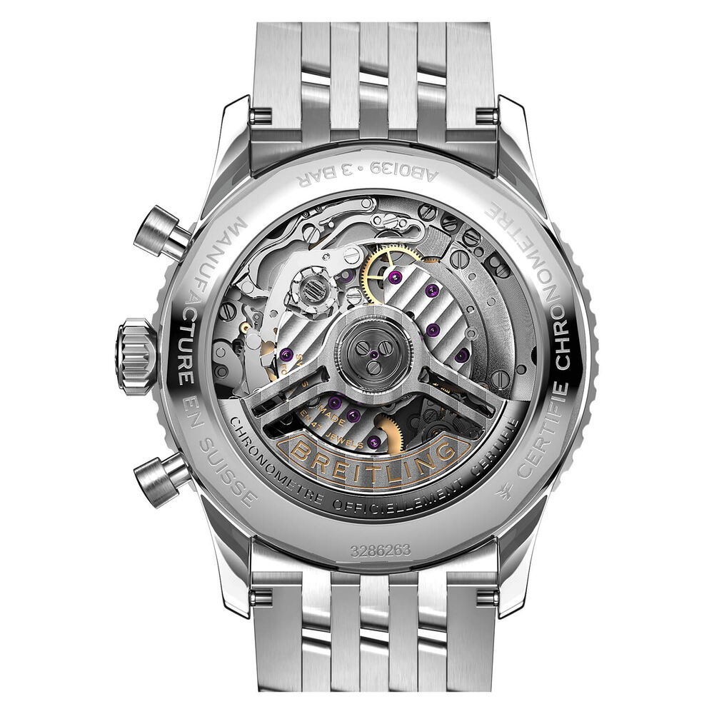 Breitling Navitimer B01 Chronograph 41 Blue Dial Black Details Steel Bracelet Watch image number 3