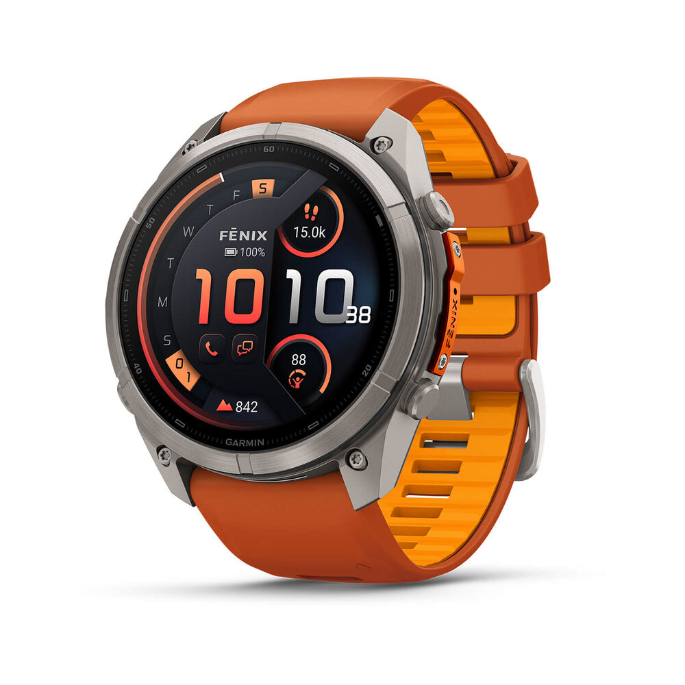 Garmin fenix 9 Pro 51mm Titanium Autumn Orange/Spark Orange Silicone Strap Watch