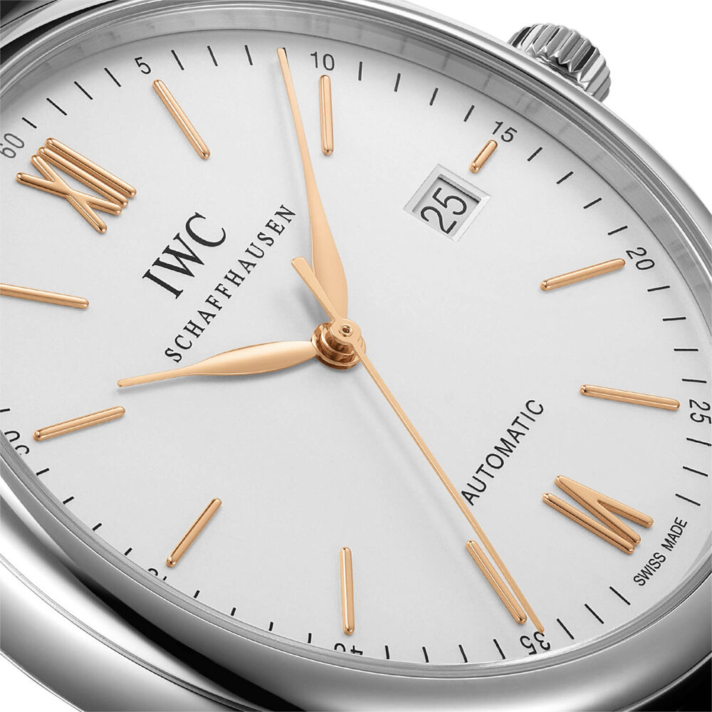 IWC Schaffhausen Portofino Automatic White Dial Black Strap Watch image number 3
