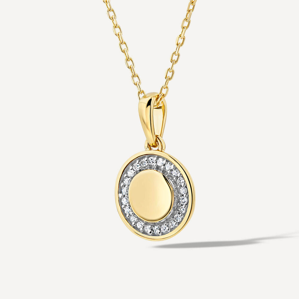9ct Yellow Gold 0.05ct Diamond Circle Disc Pendant