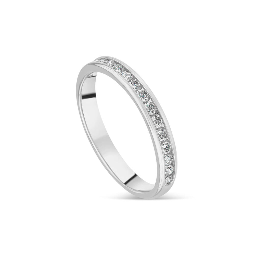 9ct White Gold 3mm Channel Set 0.35 Diamond Wedding Ring