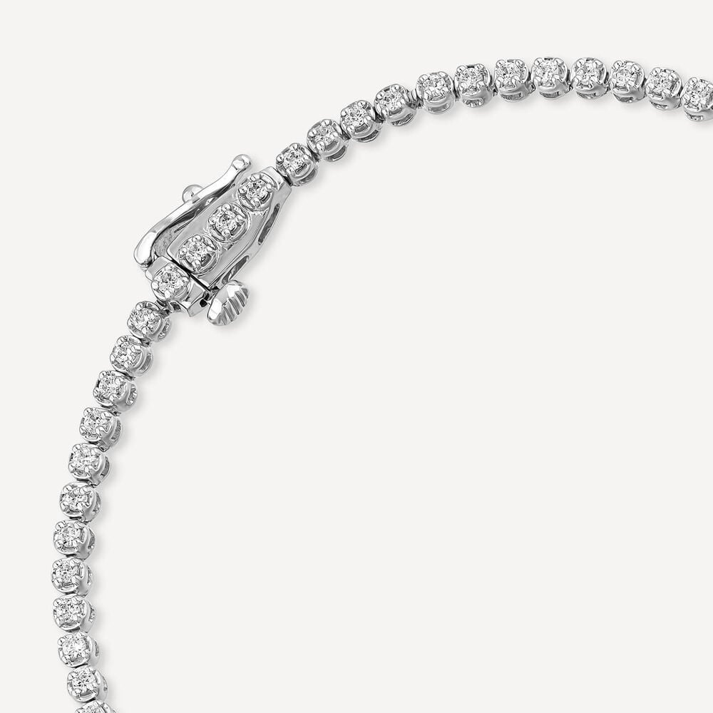 9ct White Gold 1.00ct Diamond Tennis Bracelet image number 3