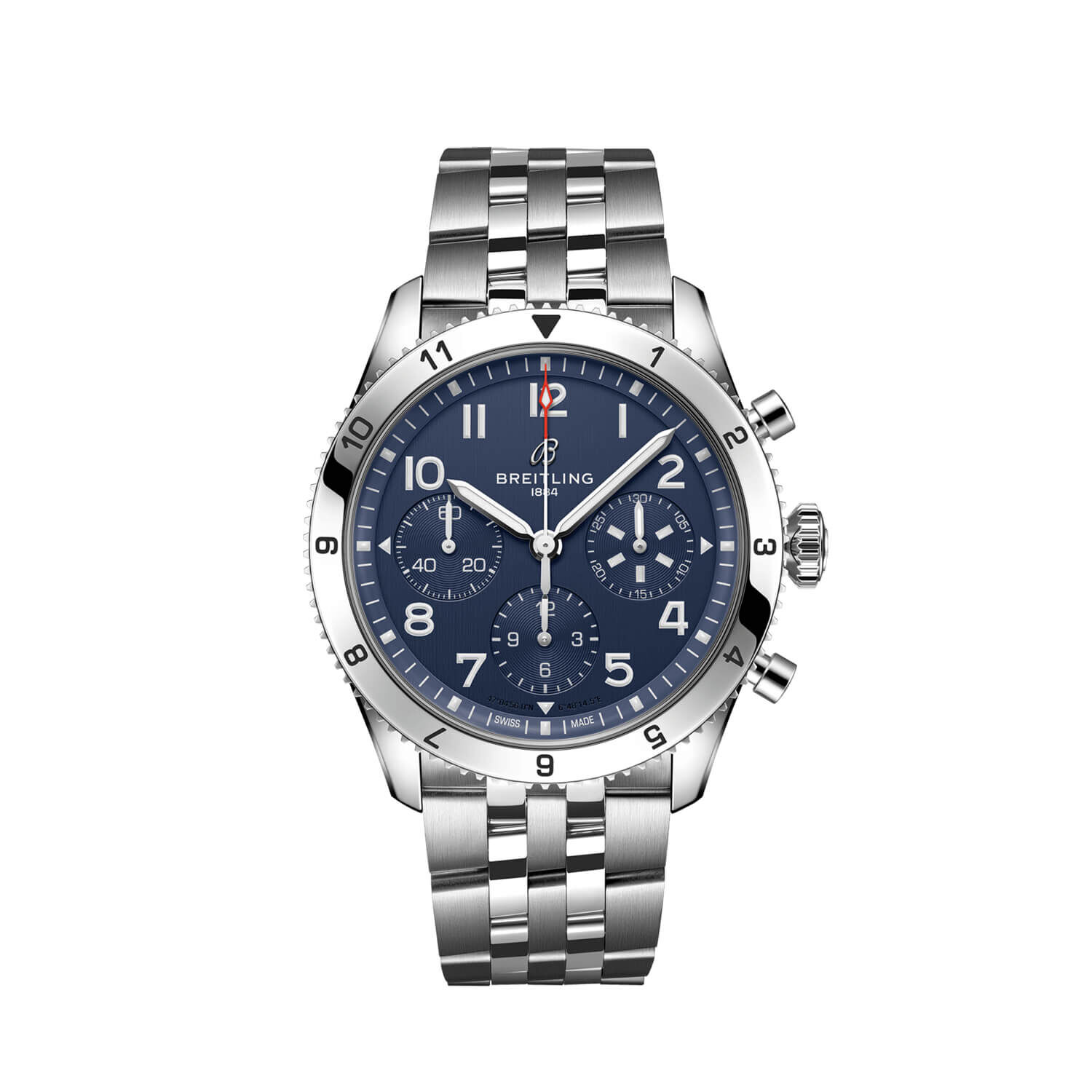 Breitling Classic AVI 42mm Blue Chrono Dial Steel Case Watch