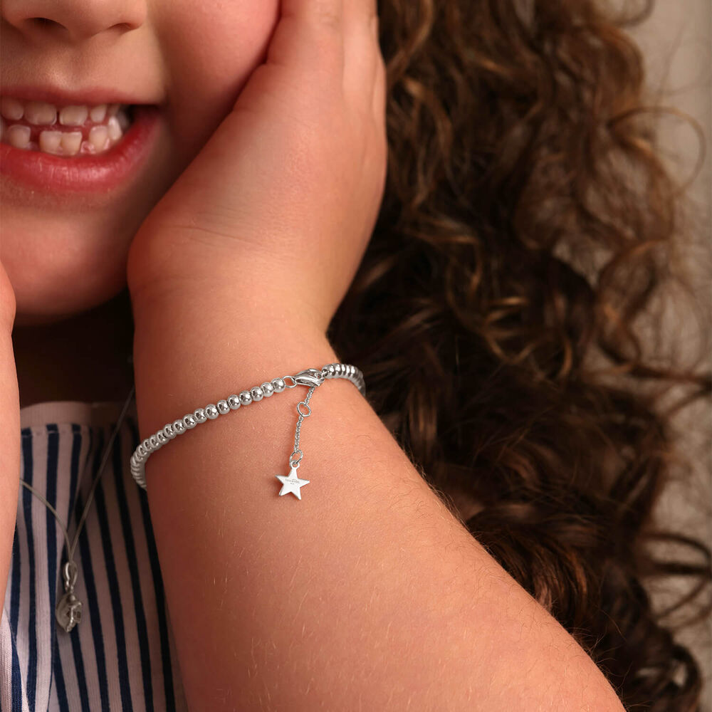 Sterling Silver Cubic Zirconia Star Make-A-Wish Bead Bracelet image number 6