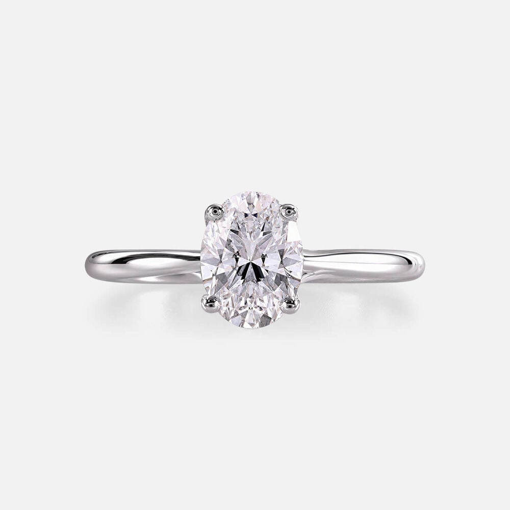 Floral Platinum 1.00ct Oval Diamond Solitaire Ring