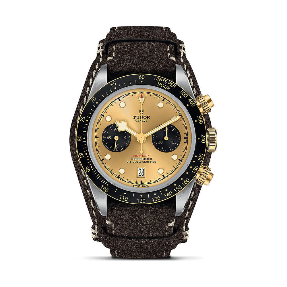 TUDOR Black Bay Chrono S&G 41mm Champagne Dial Brown Leather Strap Watch image number 0