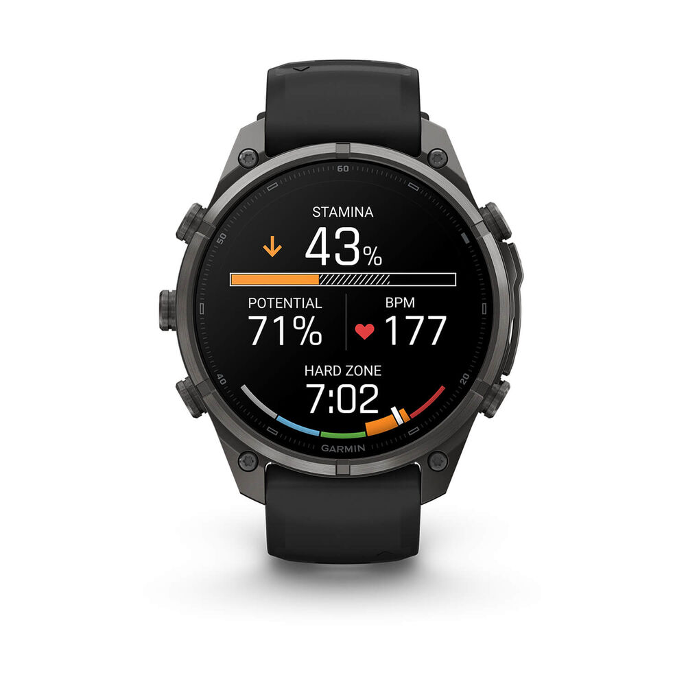 Garmin fenix 9 Pro 47mm Carbon Gray DLC Titanium Black/Pebble Grey Silicone Strap Watch