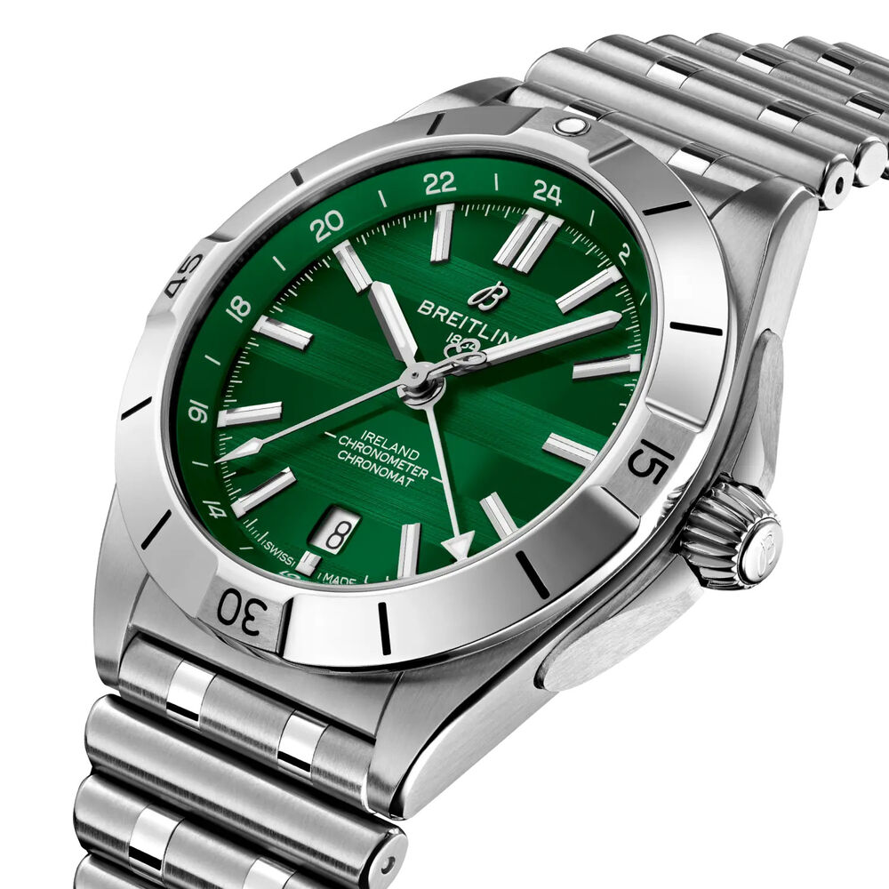 Breitling Chronomat GMT Six Nations Ireland 40mm Green Dial Steel Bracelet Watch image number 2