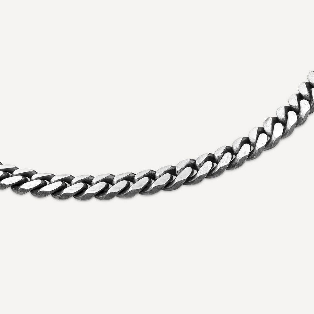 Sterling Silver Oxidised 20' Curb Mens Necklace