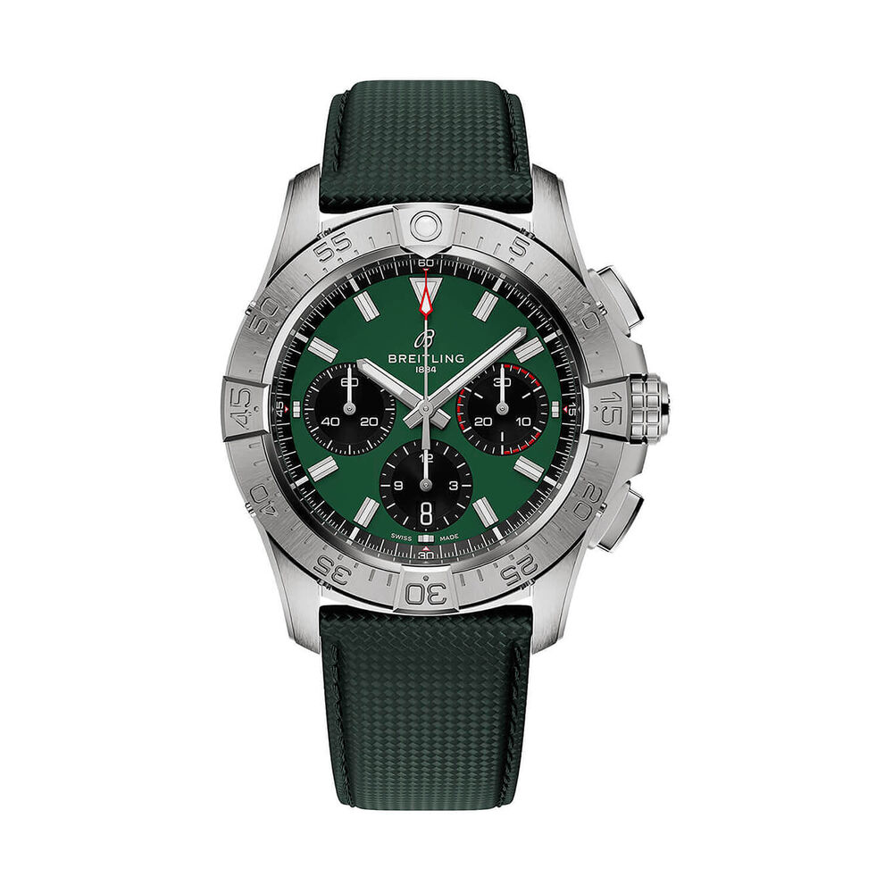 Breitling Avenger B01 Chronograph 42mm Green Dial Leather Strap Watch