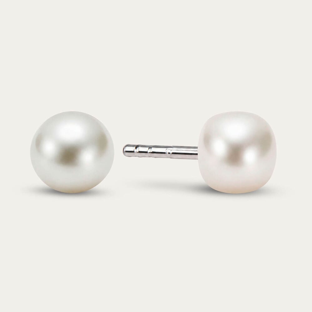 Sterling Silver 8mm Pearl Stud Earrings