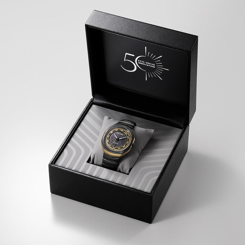 Citizen Eco-Drive PHOTON 40mm Black Dial Grey Ion Plated Super Titanium Bracelet Watch