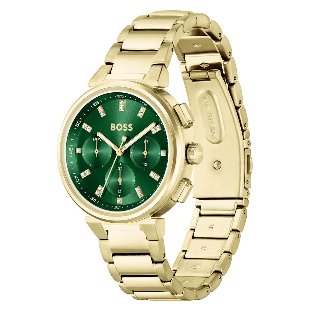 BOSS One 38mm Green Dial Yellow Gold PVD Case & Bracelet Watch image number 2