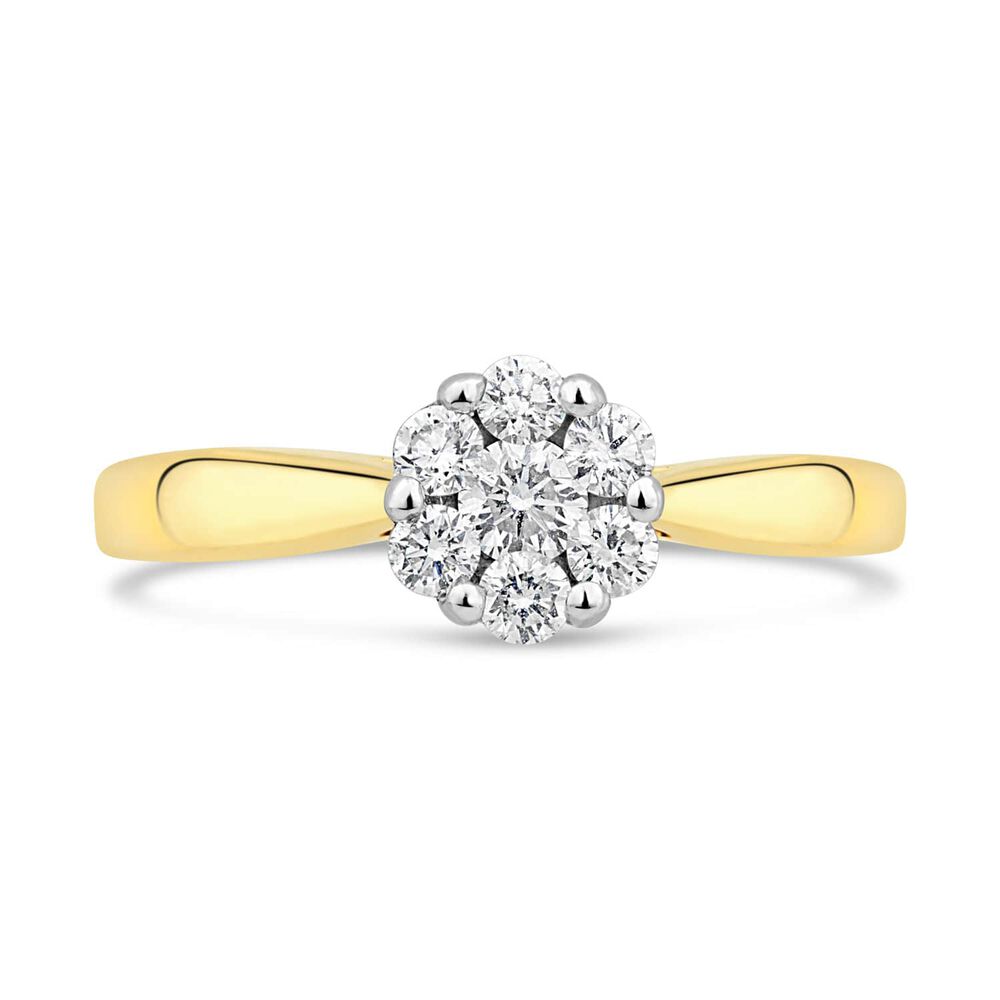 18ct Yellow Gold 0.34ct Diamond Flower Cluster Ring image number 1