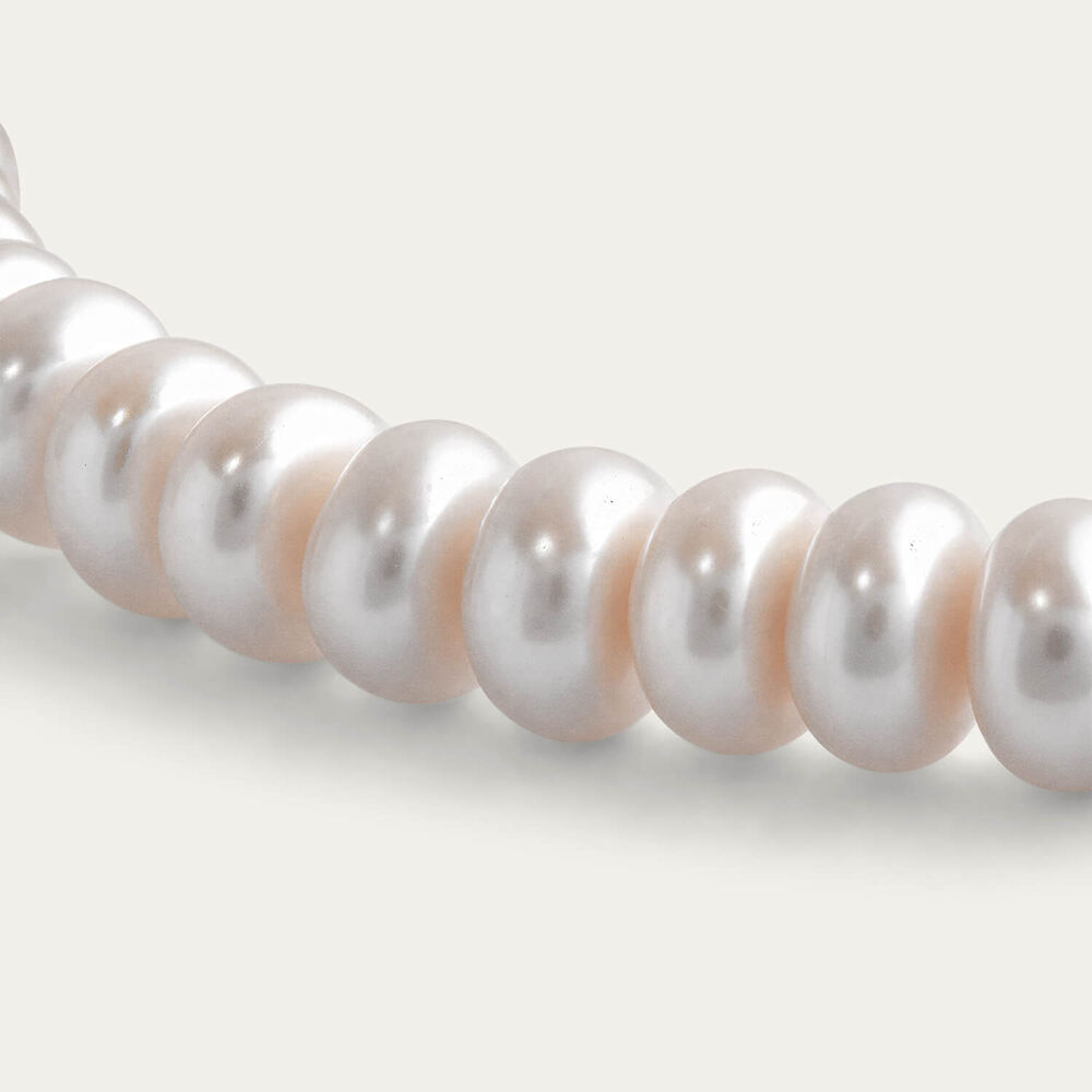 Sterling Silver Oval Freshwater Pearl Stretch Bracelet