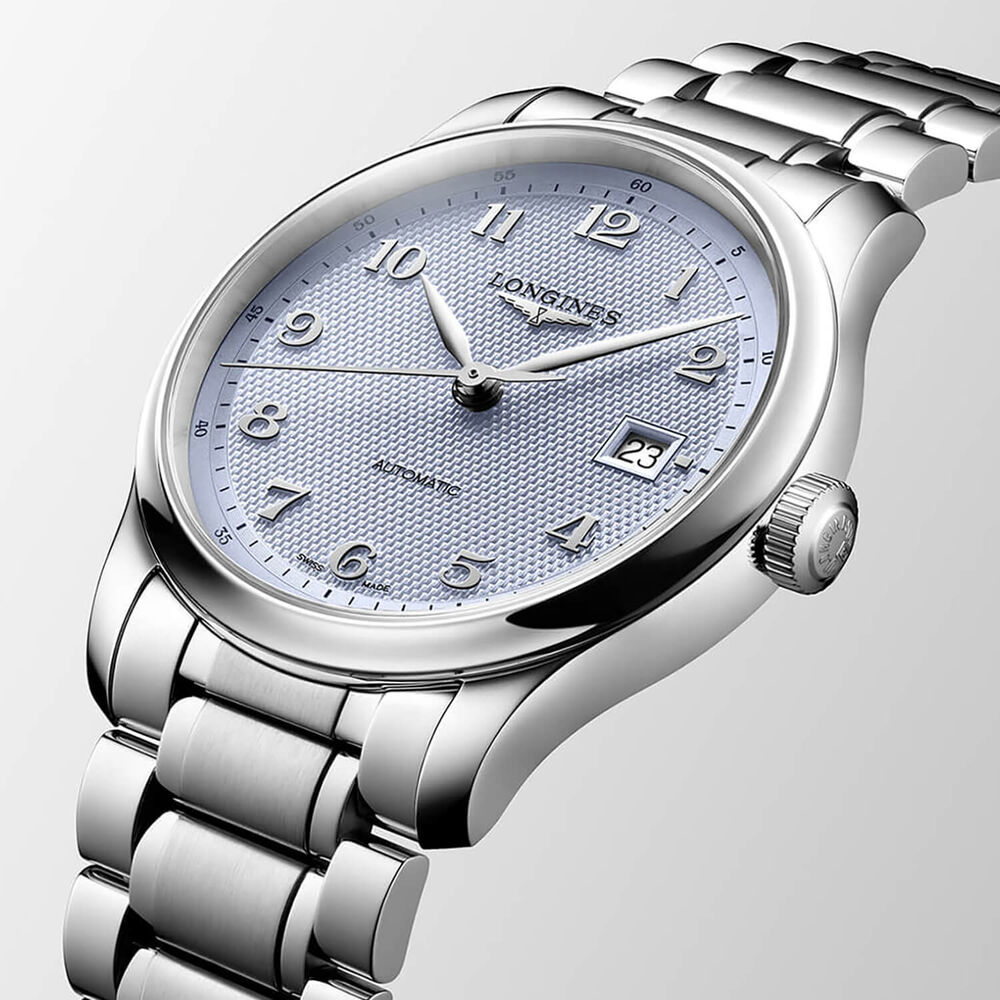 Longines Master Collection 39mm Light Blue Barleycorn Dial Steel Bracelet Watch