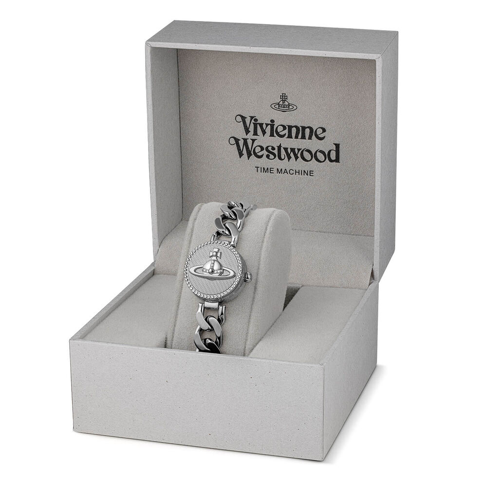 Vivienne Westwood Orb Button 25.4mm Silver Dial Link Chain Steel Bracelet Watch image number 7