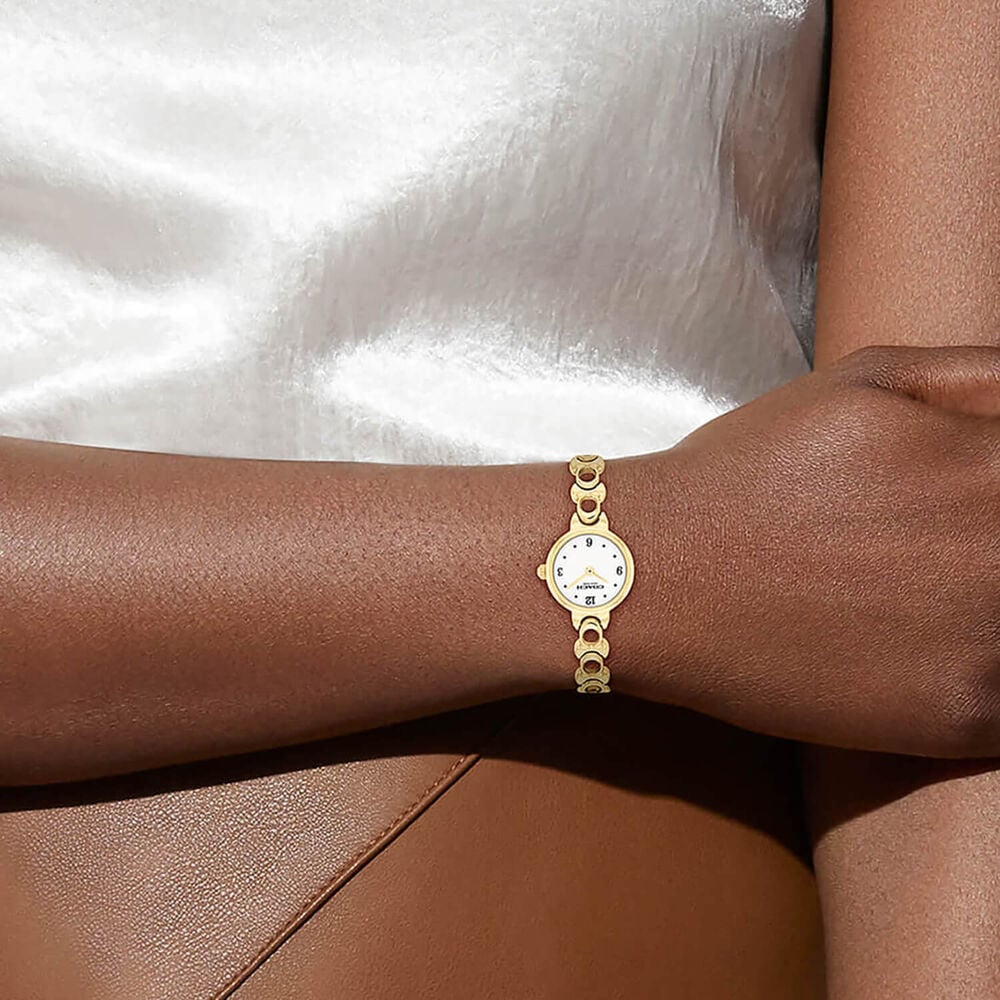 Coach Iris 22mm White Dial Gold Tone Steel Bracelet Watch