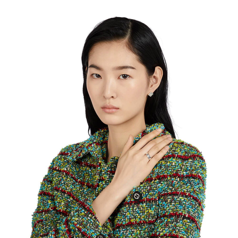 Gucci Interlocking Sterling Silver Square Earrings image number 2