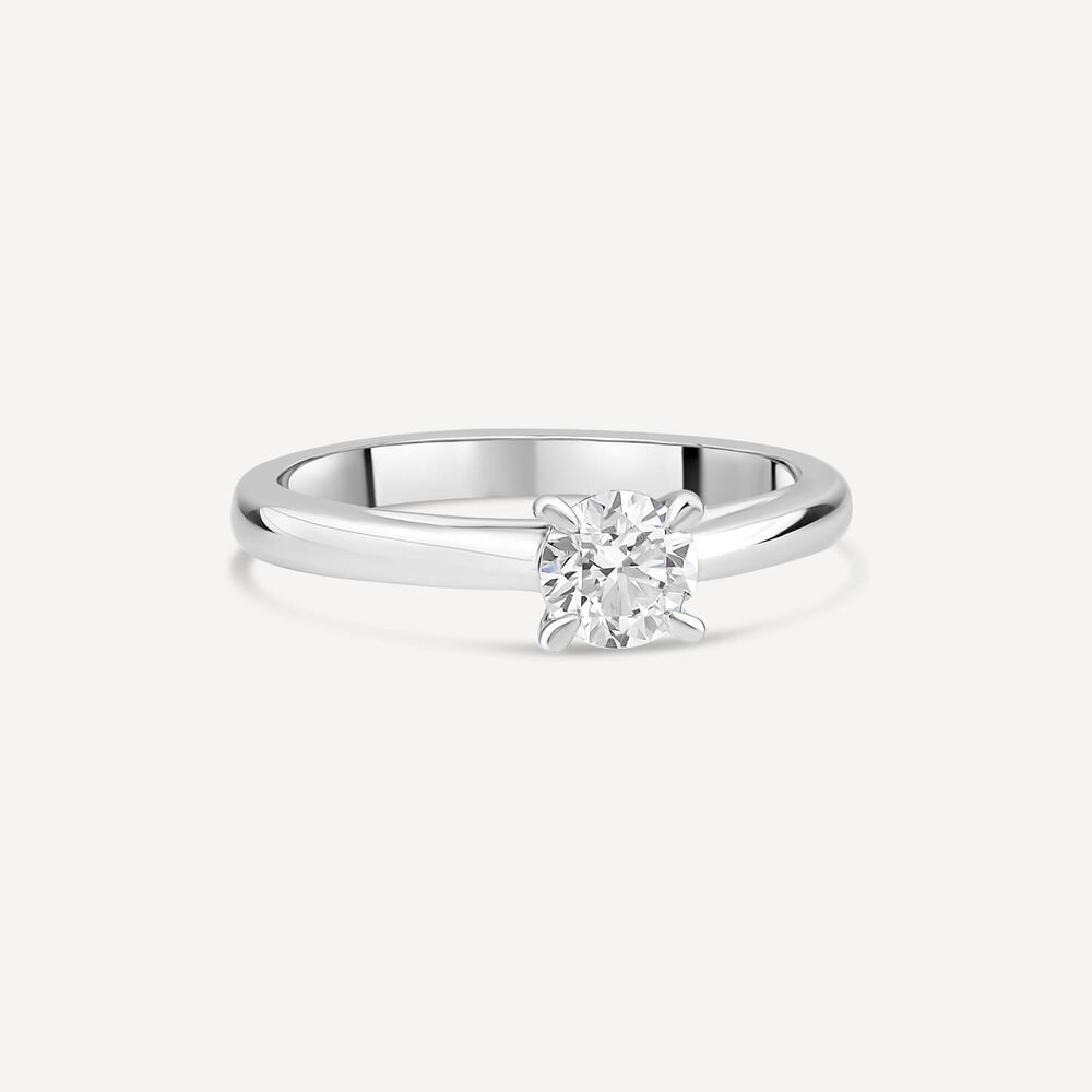 Platinum 0.41ct Round Diamond Four Claw Solitaire Ring image number 2