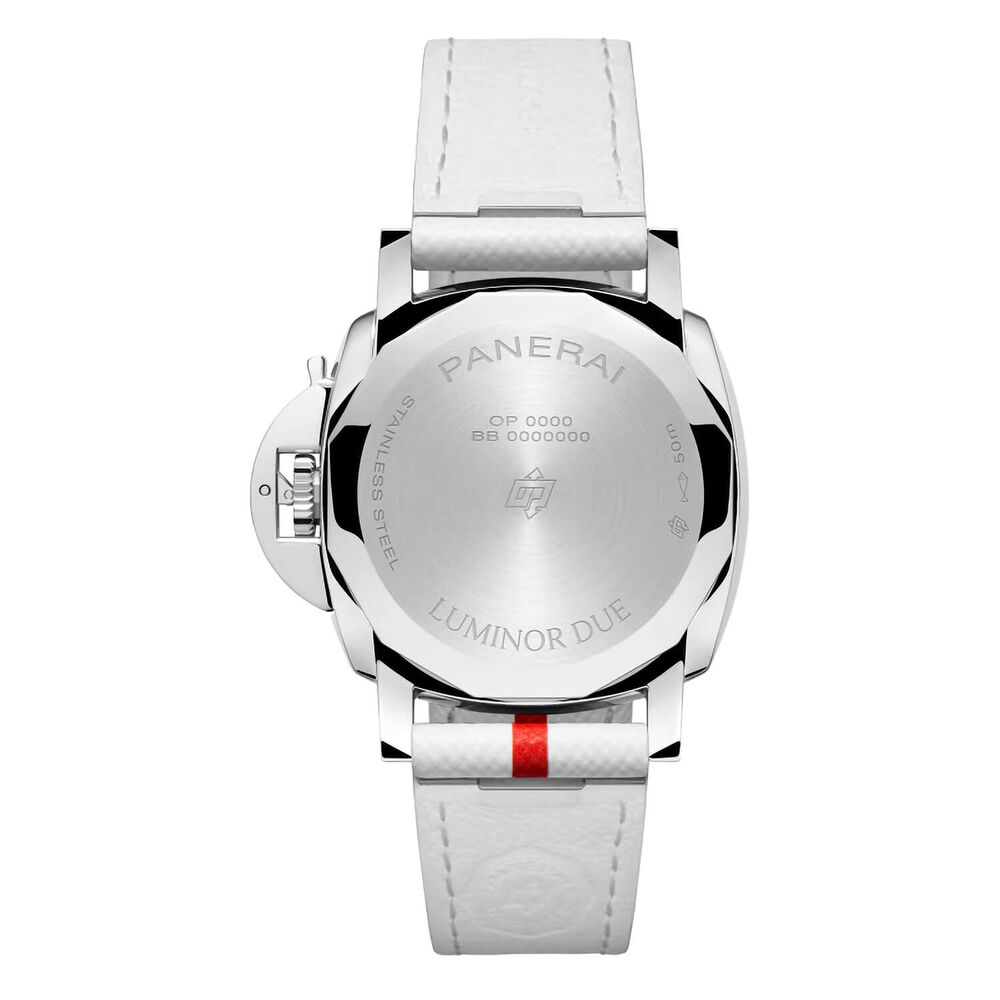 Panerai Luminor Due Luna Rossa 38mm White Dial Leather Strap Watch