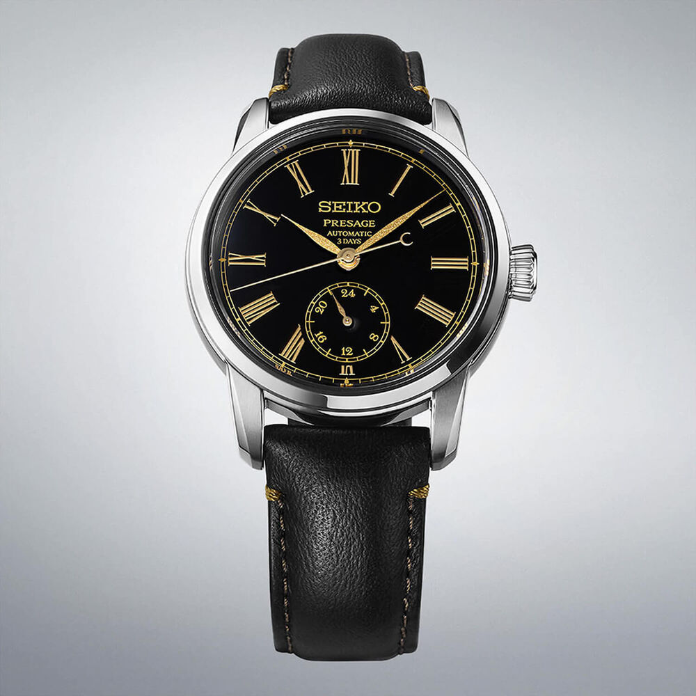 Seiko Presage Classic Series 'Urushi Black' 40.2mm Dial Leather Strap Watch image number 3