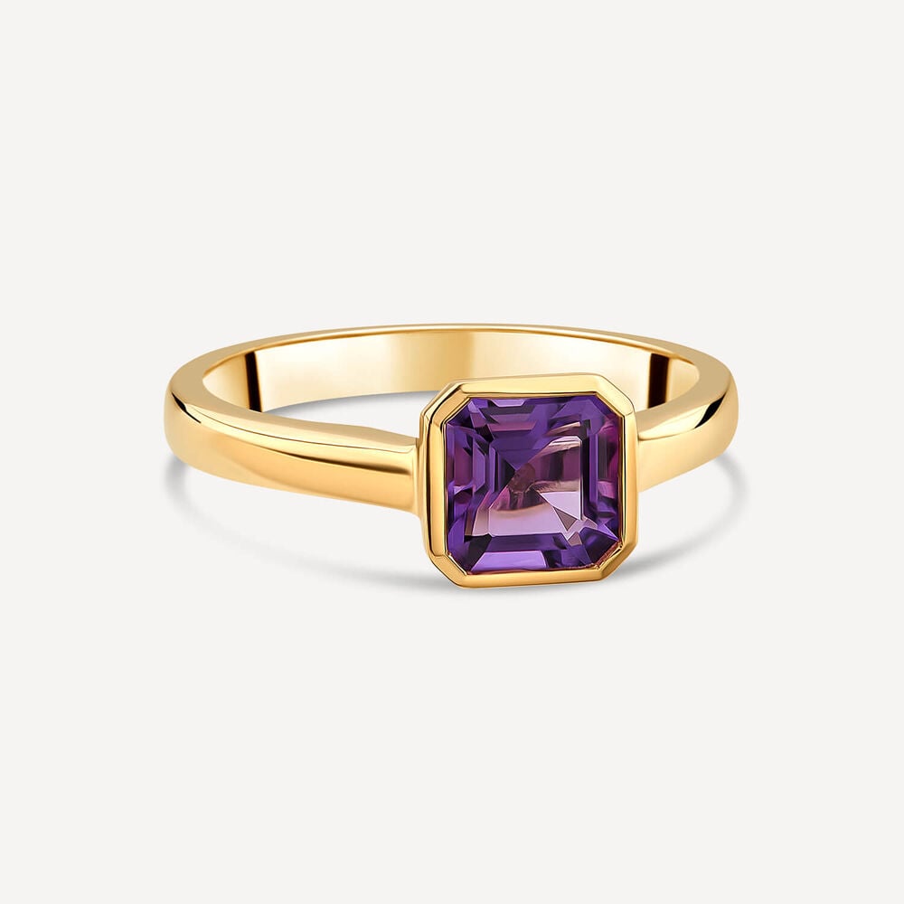 9ct Yellow Gold Cushion Amethyst Ring image number 2