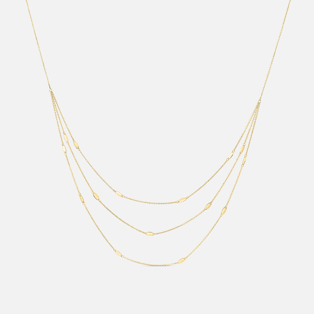 9ct Yellow Gold Three Strand Oval Polished Discs Necklet