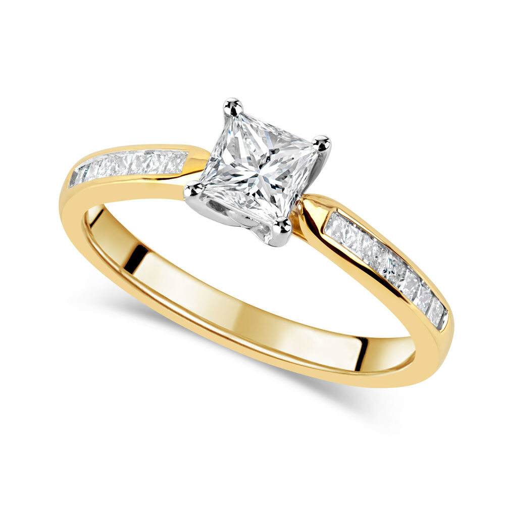 18ct Yellow Gold 0.75ct Princess Diamond Tulip Setting Ring