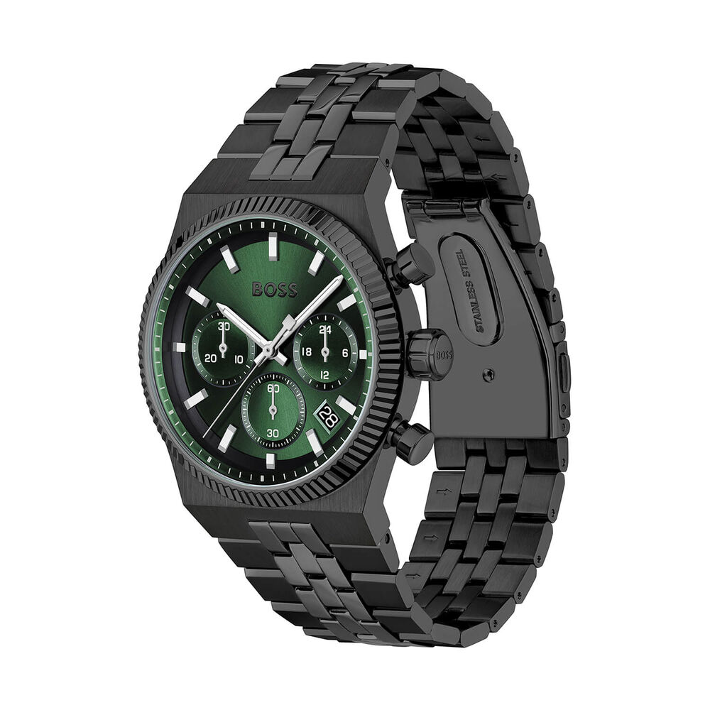 BOSS Candor Prime 414mm Green Dial Black Bracelet Chronograph Watch image number 2