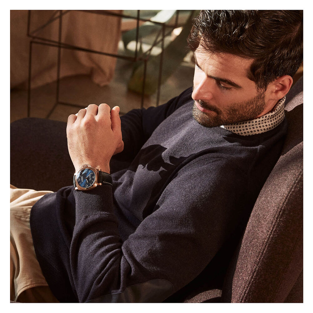 Panerai Luminor 44mm Marina Goldtech™ Sole Blu Blue Dial Strap Watch image number 6