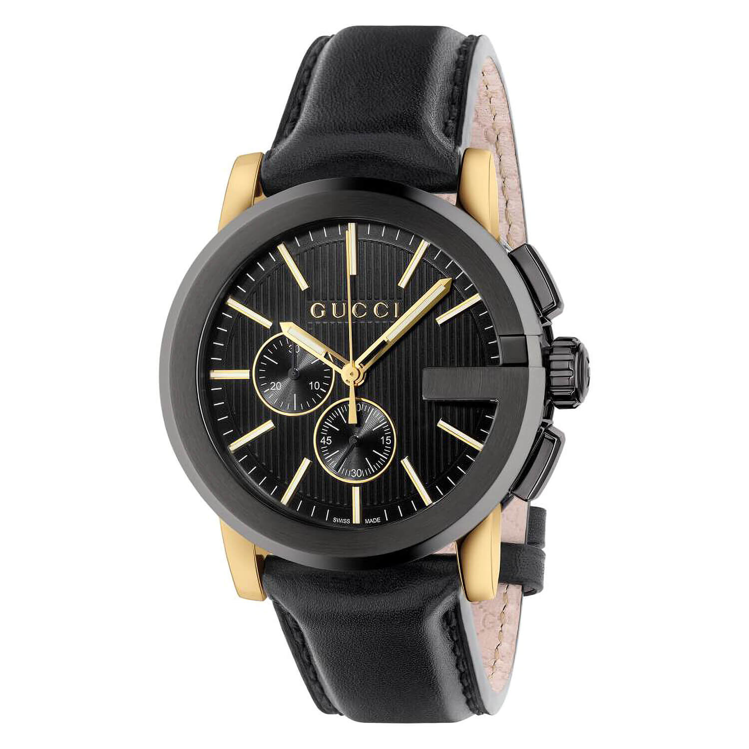 Gucci G-Chrono 44mm Yellow Gold Pvd Leather Strap Watch
