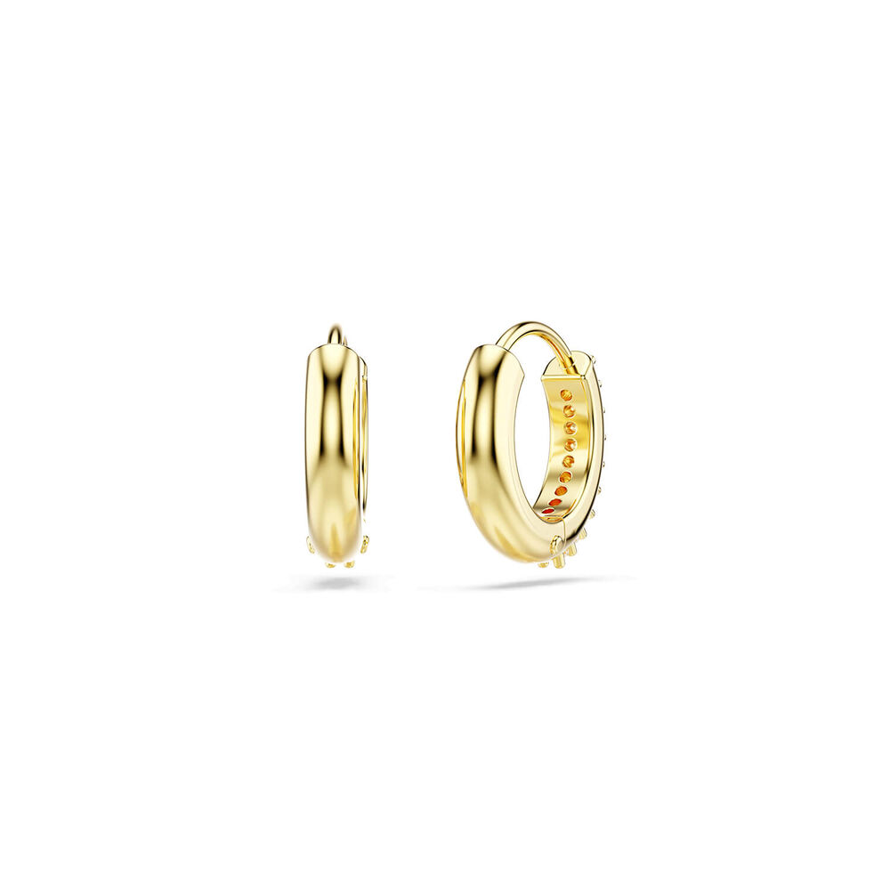 Swarovski Matrix Cubic Zirconia 18ct Yellow Gold Finished Mini Hoop Earrings