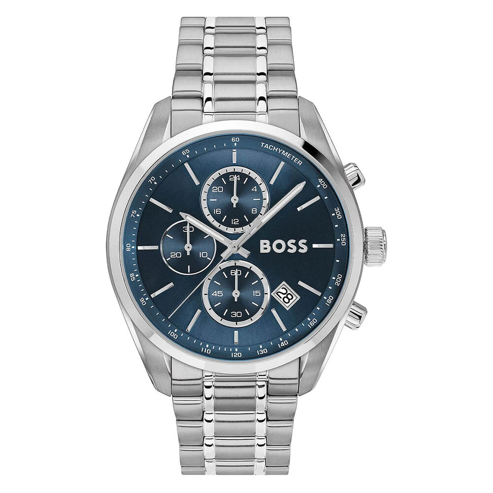 BOSS Grand Prix 44mm Blue Chronograph Dial Steel Bracelet Watch image number 0