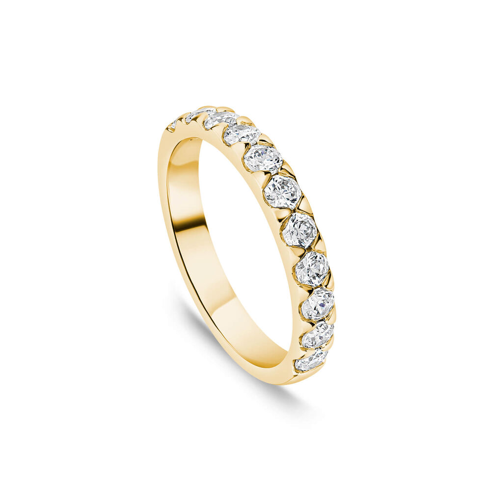 9ct Yellow Gold 3mm 0.70ct Diamond Triangle Claw Wedding Ring- (Special Order) image number 0
