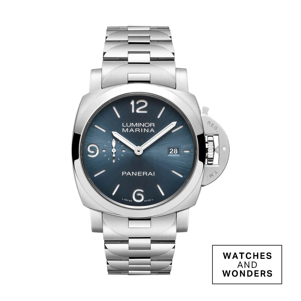Panerai Luminor Marina 44mm Light Blue Dial Steel Bracelet Watch image number 0