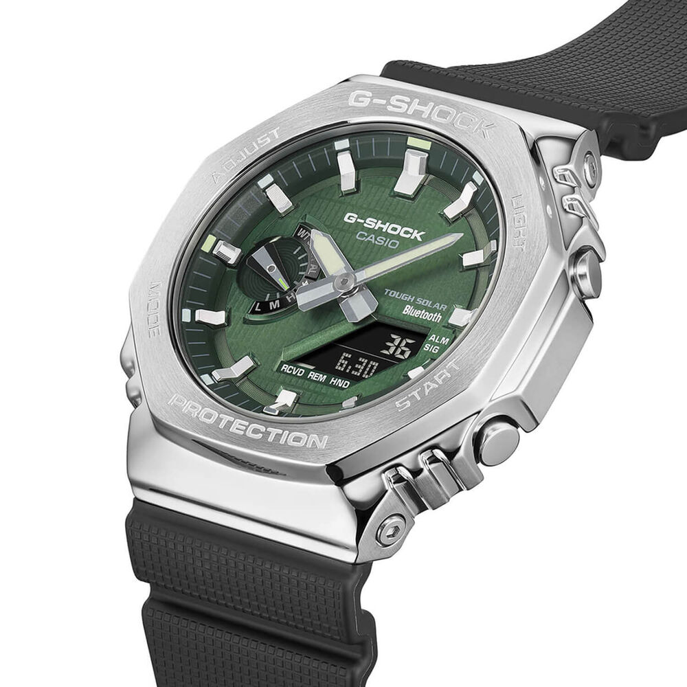 G-SHOCK Metal Covered 49.3mm Green Dial Black Resin Strap Watch image number 1