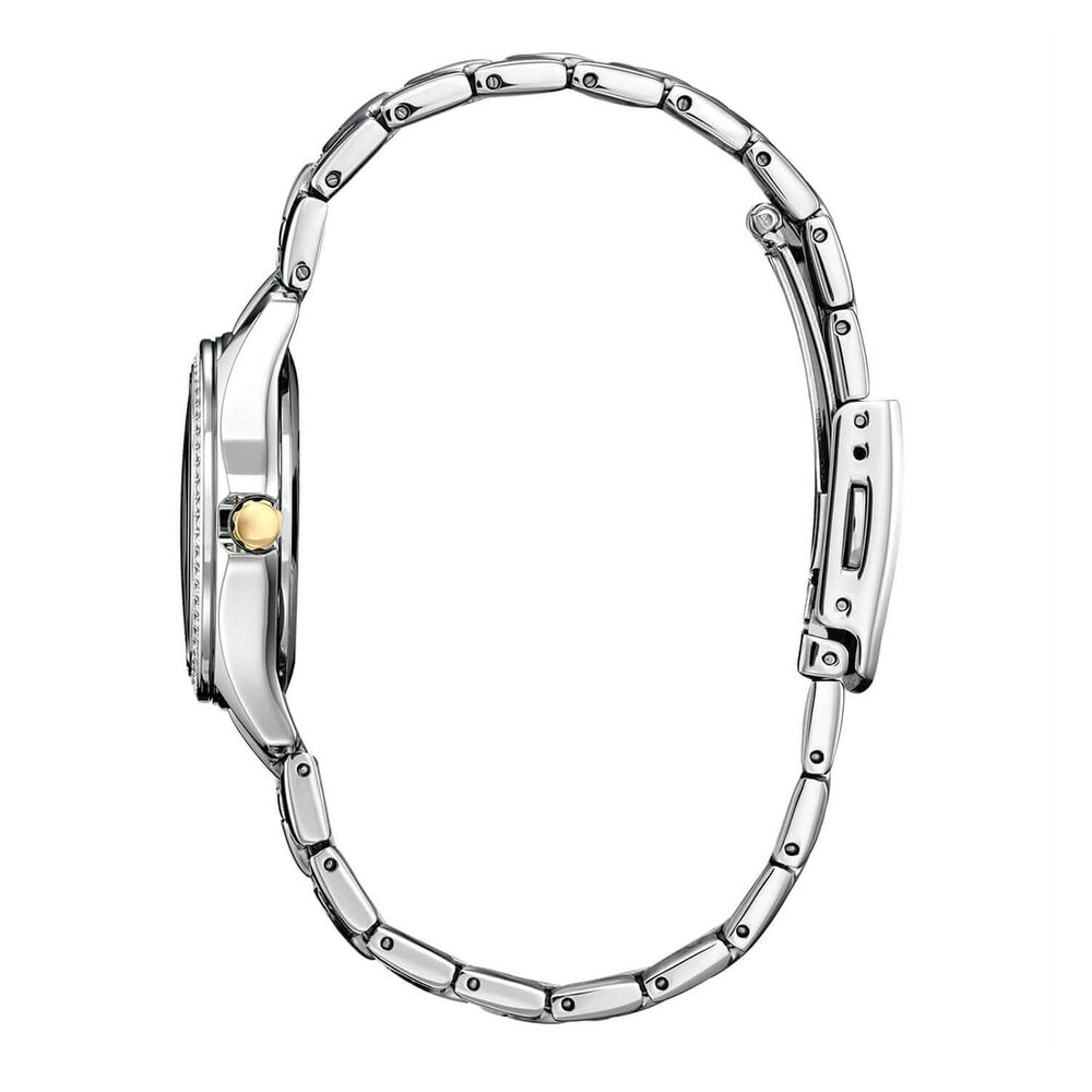 Citizen Ladies 29mm Silver Dial Crystal Bezel Steel& Yellow Gold PVD Bracelet Watch