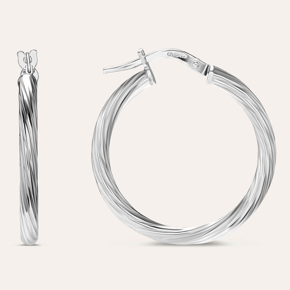 Sterling Silver Twisted Hoop 20mm Earrings
