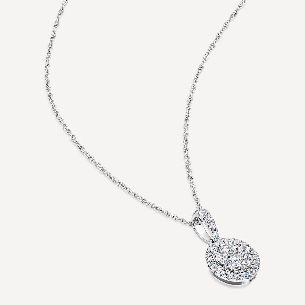 Platinum 0.33ct Oval Diamond Cluster Halo Pendant image number 3