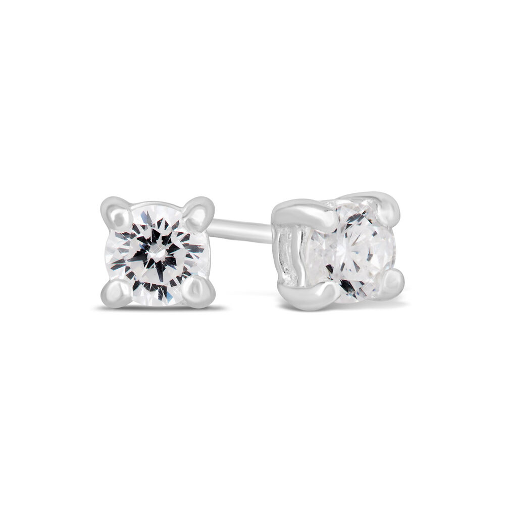 Sterling Silver Cubic Zirconia Children's Claw Stud Earrings image number 1