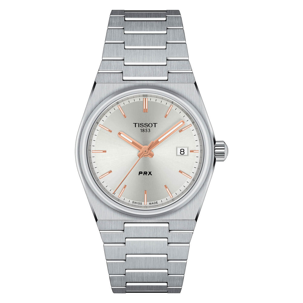 Tissot PRX 35mm Silver Dial Rose Gold Bezel Bracelet Watch image number 0