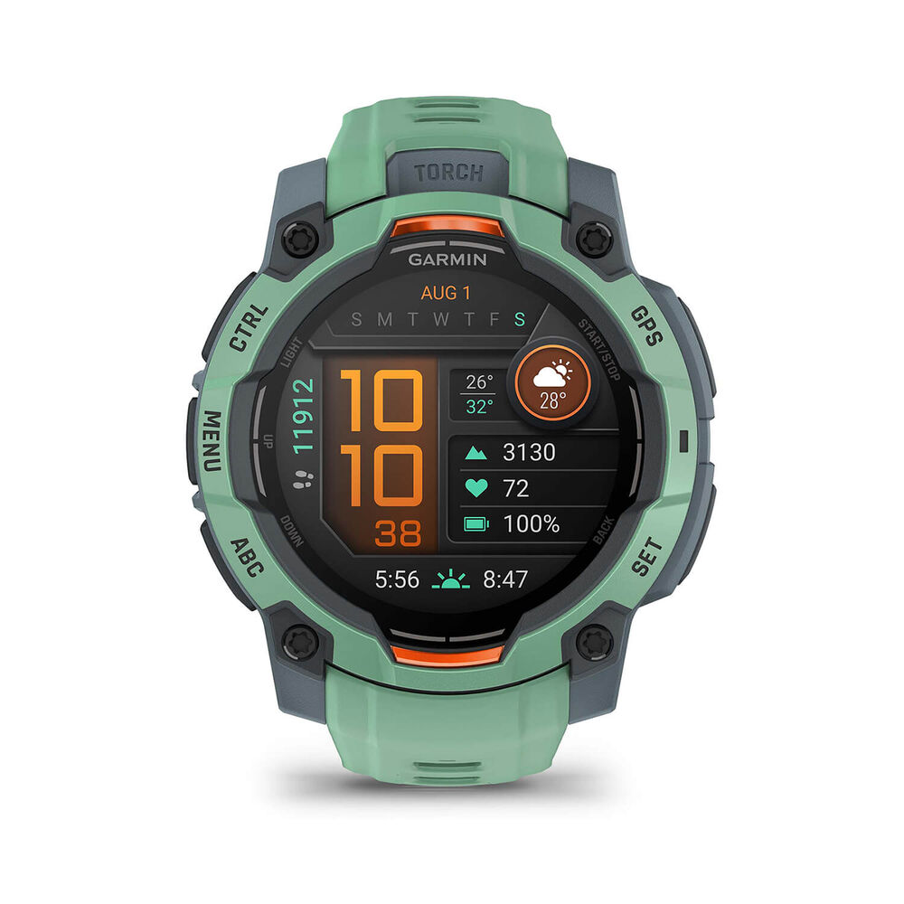 Garmin Instinct 3 AMOLED 45mm Neotropic Bezel & Silicon Strap Watch image number 1